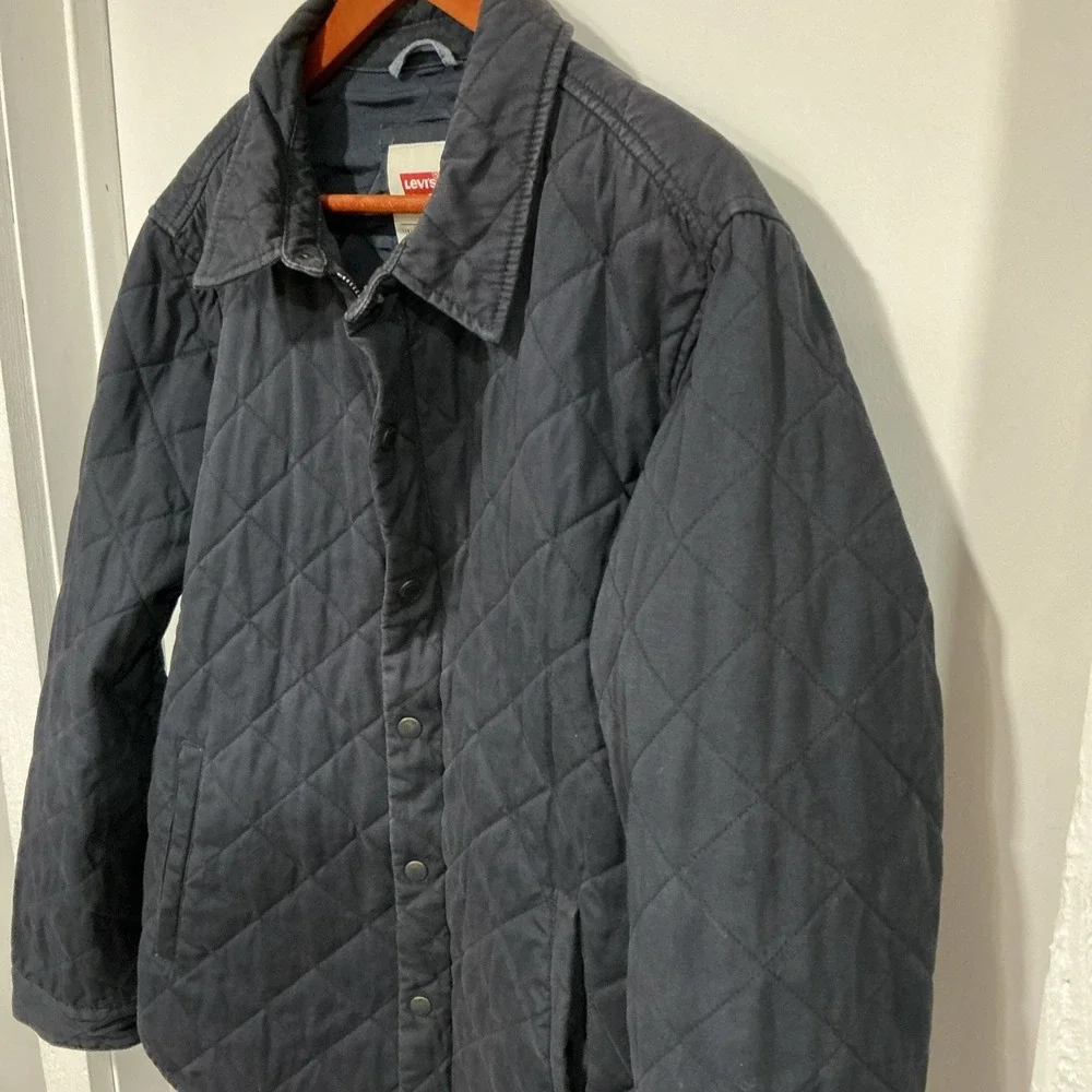 Levi's Men's Diamond Quilted Canvas Jacket, Blue, Large, Zip & Snap, Work, Farm